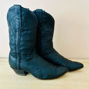 Vintage Tony Lama Black Leather Cowboy Boots – Size 7M